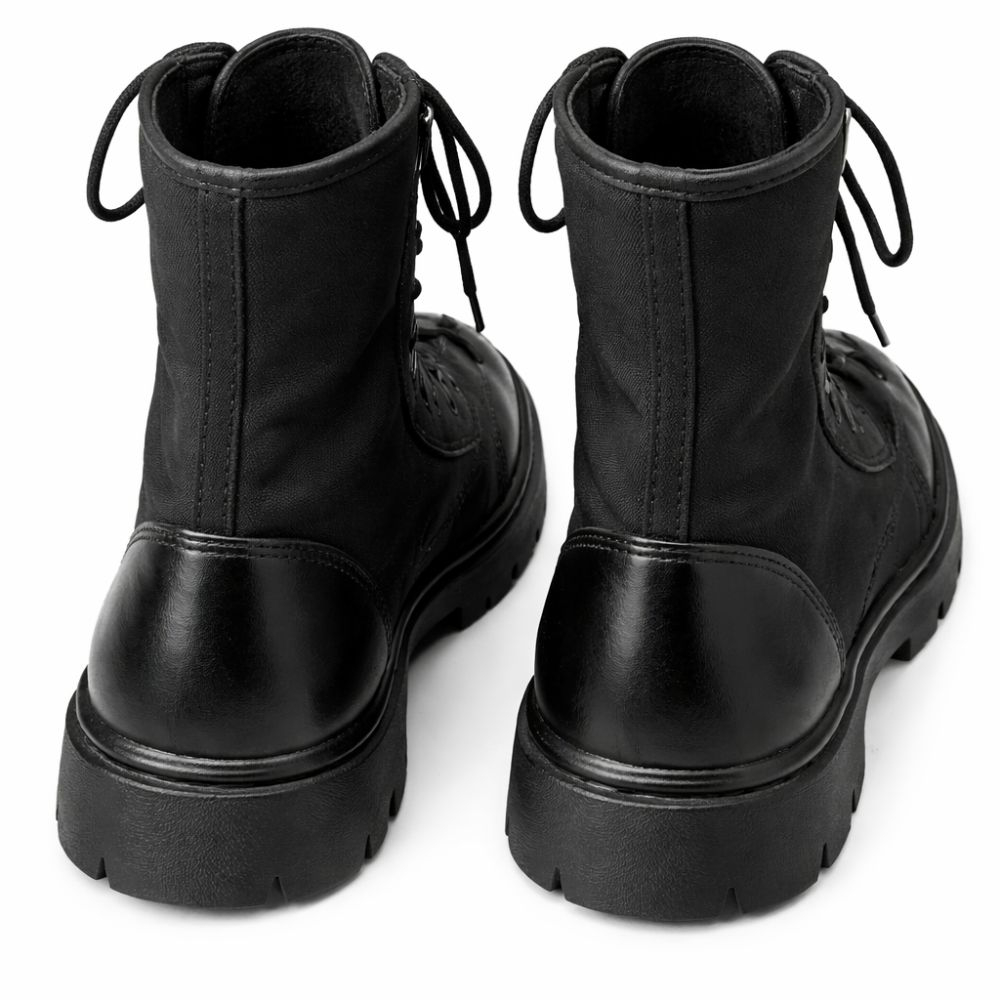 Mens Black Lace Up Tactical Work Boots